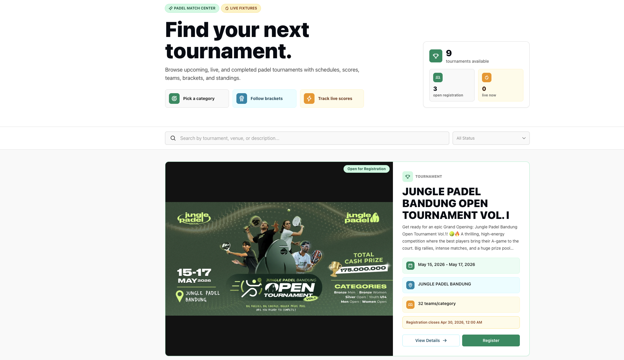 Control Padel Tournament Management System